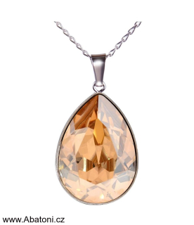 Swarovski Elements Pear vlepený krystal 14mm - Stříbrný náhrdelník (přívěsek + řetízek) zlatá slzička, kapka 39169.4 Golden Shadow (zlatá, světlá jantarová, zlatobéžová)