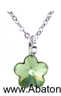 Swarovski Elements Flower - Stříbrný náhrdelník (přívěsek + řetízek) zelená kytička, květinka 34239.1 Peridot (zelená světlá)