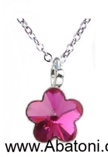 Swarovski Elements Flower - Stříbrný náhrdelník (přívěsek + řetízek) růžová kytička, květinka 34239.1 Fuchsia (růžová tmavá, fuchsiová)
