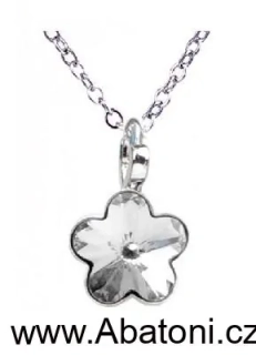 Swarovski Elements Flower - Stříbrný náhrdelník (přívěsek + řetízek) bílá kytička, květinka 34239.1 Crystal (bílá, čirá, křišťálová)
