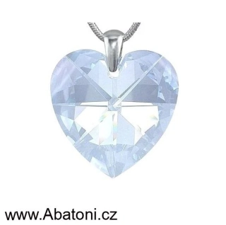 Swarovski Elements Heart krystal 18mm - Stříbrný náhrdelník (přívěsek + řetízek) modré srdce, srdíčko 34003.5 Light Sapphire (modrá světlá, blankytná) 