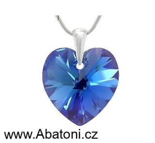Swarovski Elements Heart krystal 18mm - Stříbrný náhrdelník (přívěsek + řetízek) modré srdce, srdíčko 34003.5 Sapphire (modrá královská) 