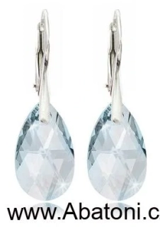 Swarovski Elements Pear krystal 22mm - Stříbrné náušnice visací modrá slza, kapky 31215.5 Blue Shade (modrá křišťálová světlá, šedo-béžová) 