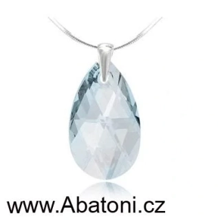 Swarovski Elements Pear krystal 22mm - Stříbrný náhrdelník (přívěsek + řetízek) visací modrá slza, kapka 34252.3 Blue Shade (modrá křišťálová světlá, šedo-béžová) 