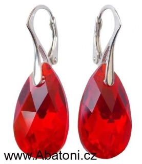 Swarovski Elements Pear krystal 22mm - Stříbrné náušnice visací červená slza, kapky 31063.2 Light Siam (červená) 