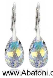 Swarovski Elements Pear krystal 16mm - Stříbrné náušnice visací bílá duhová slza, kapky 31063.2 Crystal AB (bílá, křišťálová, duhová, měňavá) 
