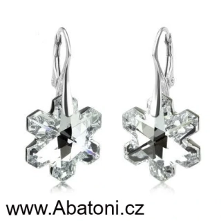 Swarovski Elements Snowflake krystal 20mm - Stříbrné náušnice visací bílá vločka, sněhové vločky 11265.1 Crystal (bílá, čirá, křišťálová) 