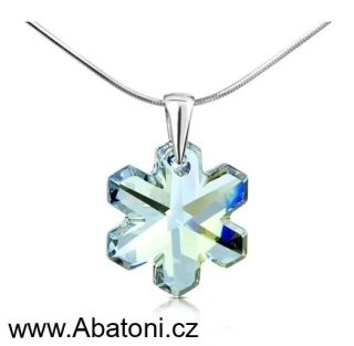 Swarovski Elements Snowflake krystal 20mm - Stříbrný náhrdelník (přívěsek + řetízek) visací modrá vločka, sněhové vločky 34221.1 Blue Shade (modrá křišťálová světlá, šedo-béžová)  