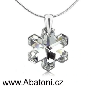 Swarovski Elements Snowflake krystal 20mm - Stříbrný náhrdelník (přívěsek + řetízek) visací bílá vločka, sněhové vločky 34221.1 Crystal (bílá, čirá, křišťálová)