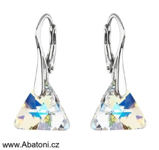 Swarovski Elements Xilion Triangle krystal 12mm - Stříbrné náušnice visací bílý duhový trojúhelník 39174.2 Crystal AB (bílá, křišťálová, duhová, měňavá) 