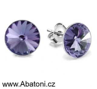 Swarovski Elements Rivoli vlepený krystal 12mm - Ocelové náušnice pecky puzety fialové kulaté 51037.3 Tanzanite (fialová) 