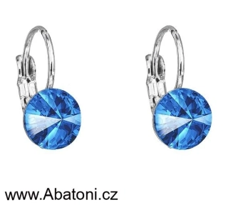 Swarovski Elements Rivoli vlepený krystal 8mm - Dětské Ocelové náušnice visací modré kulaté 51031.3 Sapphire (modrá královská) 