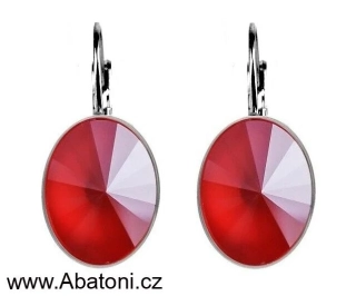 Swarovski Elements Oval Rivoli - náušnice visací červené oválky 31166.1 Royal Red (červená královská, tmavá) 