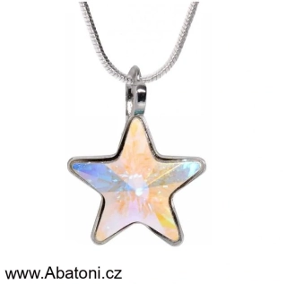 Swarovski Elements Star vlepený krystal 10mm - Stříbrný náhrdelník (přívěsek + řetízek) bílá duhová hvězdička 54034.2 Crystal AB (bílá, křišťálová, duhová, měňavá)