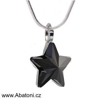 Swarovski Elements Star vlepený krystal 10mm - Stříbrný náhrdelník (přívěsek + řetízek) černá hvězdička 54034.1 Jet (černá) 