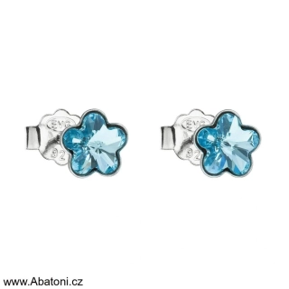 Swarovski Elements Flower 6mm - Dětské stříbrné náušnice pecky puzety modré kytičky, květinky 31080.3 Aquamarine (modrá světlá, azurová, nebeská)