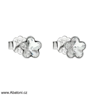 Swarovski Elements Flower 6mm - Dětské stříbrné náušnice pecky puzety bílé kytičky, květinky 31080.1 Crystal (bílá, čirá, křišťálová) 