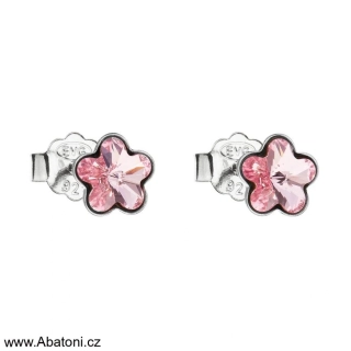 Swarovski Elements Flower 6mm - Dětské stříbrné náušnice pecky puzety růžové kytičky, květinky 31080.3 Light Rose (růžová světlá) 