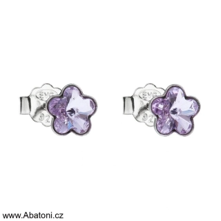 Swarovski Elements Flower 6mm - Dětské stříbrné náušnice pecky puzety fialové kytičky, květinky 31080.3 Violet (fialová velmi světlá, lila) 