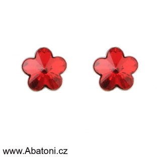 Swarovski Elements Flower 6mm - Dětské stříbrné náušnice pecky puzety červené kytičky, květinky 31080.3 Light Siam (červená) 