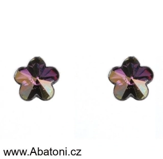 Swarovski Elements Flower 6mm - Dětské stříbrné náušnice pecky puzety fialové kytičky, květinky 31080.3 Lilac Shadow (fialová, vínová, bordó, růžovo zlatá, duhová) 
