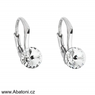 Swarovski Elements Rivoli vlepený krystal 8mm - Dětské Stříbrné náušnice visací bílé kulaté 31230.1 Crystal (bílá, čirá, křišťálová)