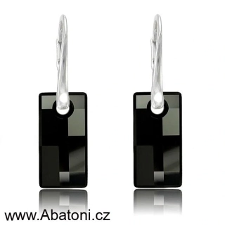 Swarovski Elements Urban krystal 20mm - Stříbrné náušnice visací černé obdélníky 31278.5 Jet Hematite (černá, lesklá magnetická kovová)