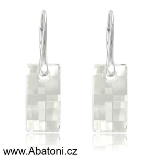 Swarovski Elements Urban krystal 20mm - Stříbrné náušnice visací bílé obdélníky 31278.1 Crystal (bílá, čirá, křišťálová)
