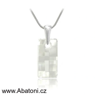 Swarovski Elements Urban krystal 20mm - Stříbrný náhrdelník (přívěsek + řetízek) bílý obdélník 34244.1 Crystal (bílá, čirá, křišťálová) 