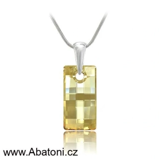 Swarovski Elements Urban krystal 20mm - Stříbrný náhrdelník (přívěsek + řetízek) zlatý obdélník 34254.2 Golden Shadow (zlatá, světlá jantarová, zlatobéžová) 