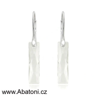 Swarovski Elements Queen Baguette krystal 25mm - Stříbrné náušnice visací bílé obdélníky 31278.1 Crystal (bílá, čirá, křišťálová)