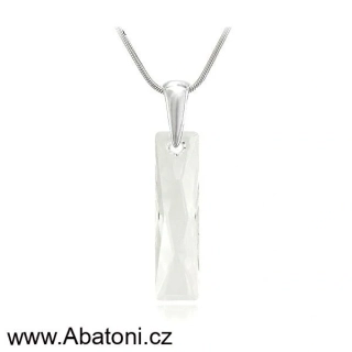 Swarovski Elements Queen Baguette krystal 25mm - Stříbrný náhrdelník (přívěsek + řetízek) bílý obdélník 34244.1 Crystal (bílá, čirá, křišťálová) 