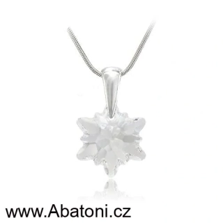 Swarovski Elements Edelweiss Snowflake krystal 14mm - Stříbrný náhrdelník (přívěsek + řetízek) visací bílá vločka, protěž, kytička 34221.1 Crystal (bílá, čirá, křišťálová) 