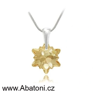 Swarovski Elements Edelweiss Snowflake krystal 14mm - Stříbrný náhrdelník (přívěsek + řetízek) visací zlatá vločka, protěž, kytička 34221.1 Golden Shadow (zlatá, světlá jantarová, zlatobéžová) 