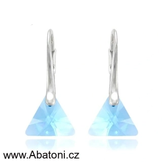 Swarovski Elements Xilion Triangle krystal 8mm - Stříbrné náušnice visací modrý trojúhelník 39174.2 Aquamarine (modrá světlá, azurová, nebeská)