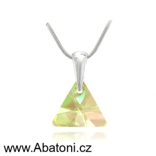 Swarovski Elements Xilion Triangle krystal 12mm - Stříbrný náhrdelník (přívěsek + řetízek) visací zelený trojúhelník 39174.2 Luminous Green (zelená velmi světlá, žluto zelená) 