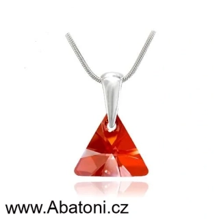 Swarovski Elements Xilion Triangle krystal 12mm - Stříbrný náhrdelník (přívěsek + řetízek) visací červeno oranžový trojúhelník 39174.2 Red Magma (červená, oranžová, ohnivá, bordó) 