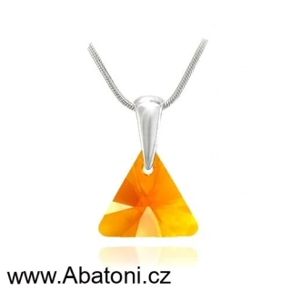 Swarovski Elements Xilion Triangle krystal 12mm - Stříbrný náhrdelník (přívěsek + řetízek) visací oranžový trojúhelník 39174.2 Tangerine (oranžová) 