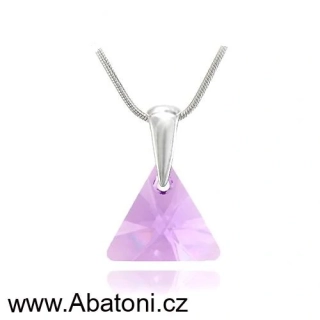 Swarovski Elements Xilion Triangle krystal 12mm - Stříbrný náhrdelník (přívěsek + řetízek) visací fialový trojúhelník 39174.2 Violet (fialová velmi světlá, lila) 