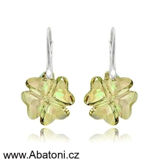 Swarovski Elements Clover krystal 19mm - Stříbrné náušnice visací zelený čtyřlístek 31262.1 Luminous Green (zelená velmi světlá, žluto zelená) 