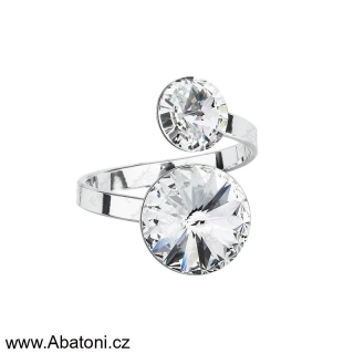Swarovski Elements Rivoli vlepený krystal 8+12mm - Prsten bílý 35050.1 Crystal (bílá, čirá, křišťálová) 