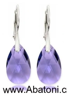 Swarovski Elements Pear krystal 22mm - Stříbrné náušnice visací fialová slza, kapky 31242.3 Tanzanite (fialová) 