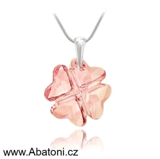 Swarovski Elements Clover krystal 23mm - Stříbrný náhrdelník (přívěsek + řetízek) růžový čtyřlístek 32085.1 Light Rose (růžová světlá)