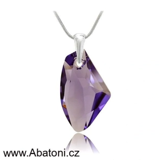 Swarovski Elements Galactic Polygon krystal 27mm - Stříbrný náhrdelník (přívěsek + řetízek) fialový mnohoúhelník 34254.2 Tanzanite (fialová)