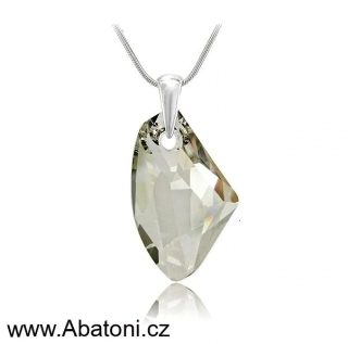 Swarovski Elements Galactic Polygon krystal 27mm - Stříbrný náhrdelník (přívěsek + řetízek) šedý mnohoúhelník 34254.2 Silver Shade (šedo-béžová, kouřová) 