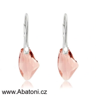 Swarovski Elements Galactic Polygon krystal 19mm - Stříbrné náušnice visací růžový mnohoúhelník 31297.2 Light Rose (růžová světlá) 
