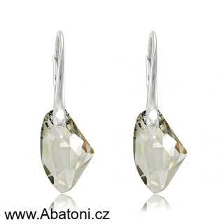 Swarovski Elements Galactic Polygon krystal 19mm - Stříbrné náušnice visací šedý mnohoúhelník 31297.2 Silver Shade (šedo-béžová, kouřová) 