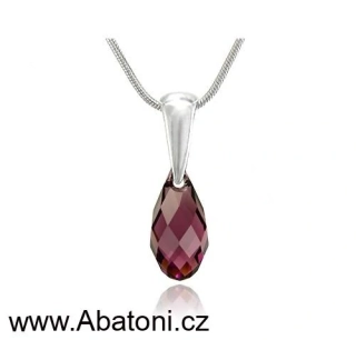 Swarovski Elements Briolette krystal 13mm - Stříbrný náhrdelník (přívěsek + řetízek) visací fialová slza, kapka 34252.3 Amethyst (fialová, bordó, vínová)