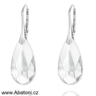 Swarovski Elements Teardrop krystal 24mm - Stříbrné náušnice visací bílá slza, kapky 11221.1 Crystal (bílá, čirá, křišťálová)
