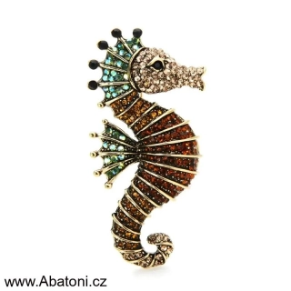 Gaira® Brož Mořský koník 340042 zlato hnědý - brown sea horse